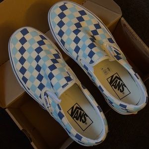 VANS women classic slip on checkerboard blue topaz